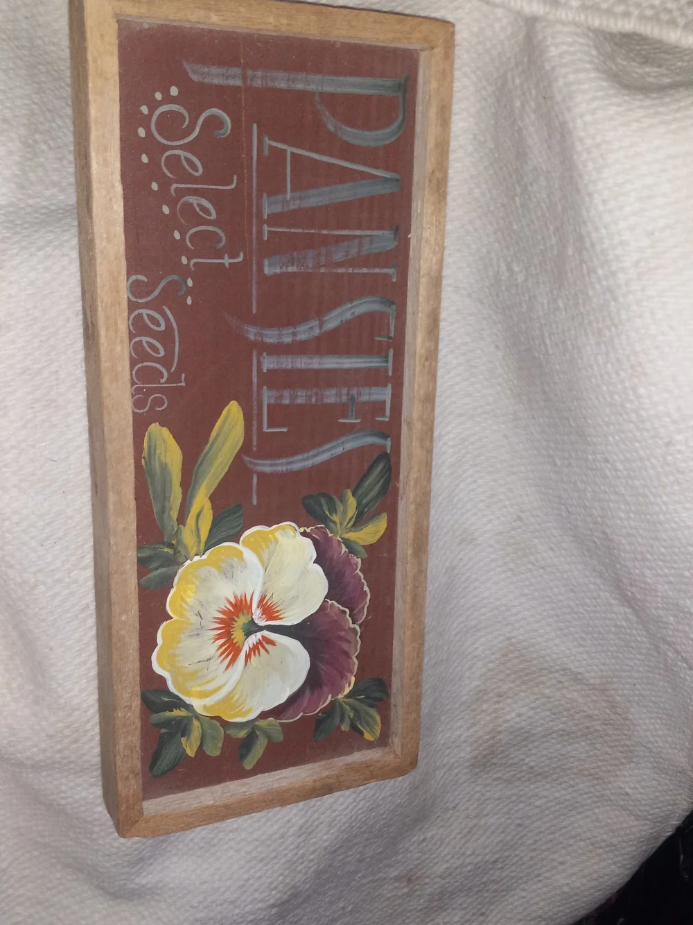 Hand-Painted Floral Wall Plaque Framed Yellow, White & Purple